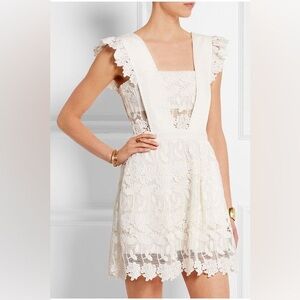 Self-Portrait White Pinafore Lace Mini Dress ~ Sz 0 (XS)